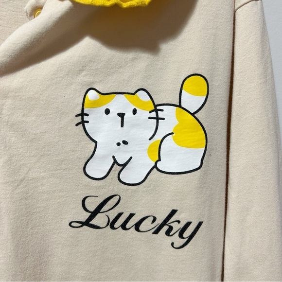 Gelato Pique Lucky Cat Ruffled Pajama Set Size XS Small Shirt and Pants Rare - Picture 3 of 16